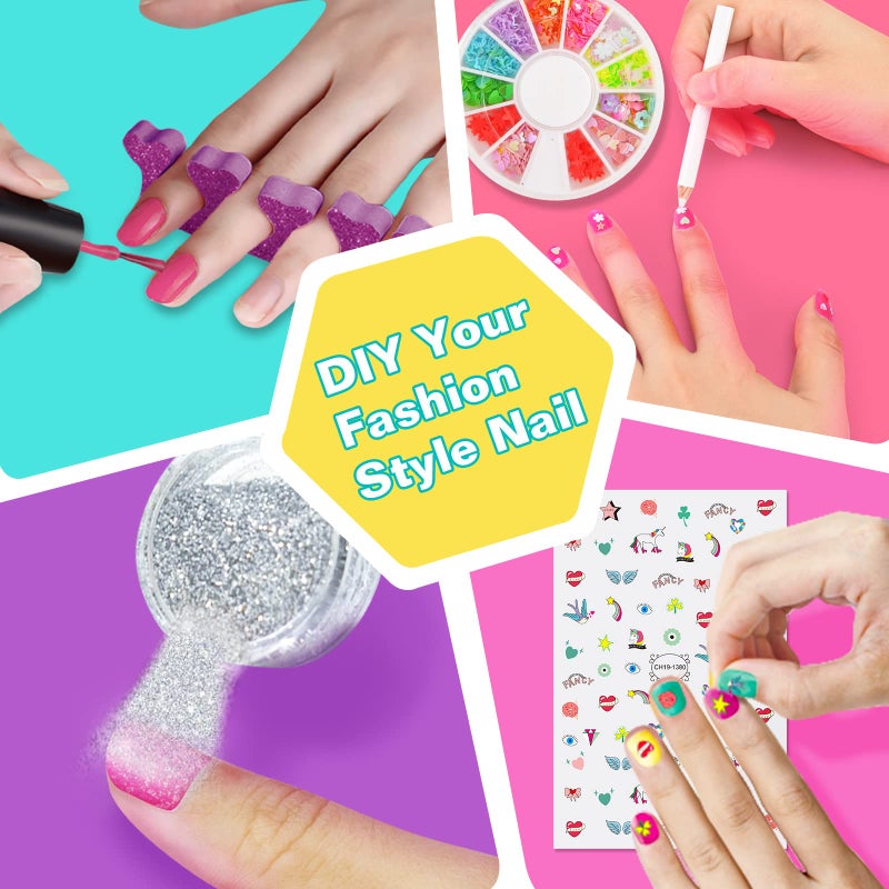 Amagoing Nail Polish Set for Girls Ages 7-12, Kids Nail Art Studio Kit, Non Toxic Quick Dry Nail Polish, Nail Dryer, Storage Desk, Glitter, Cool Girls Stuff, Birthday Gifts Ideas 8 9 10 11 Years Old - Image 4