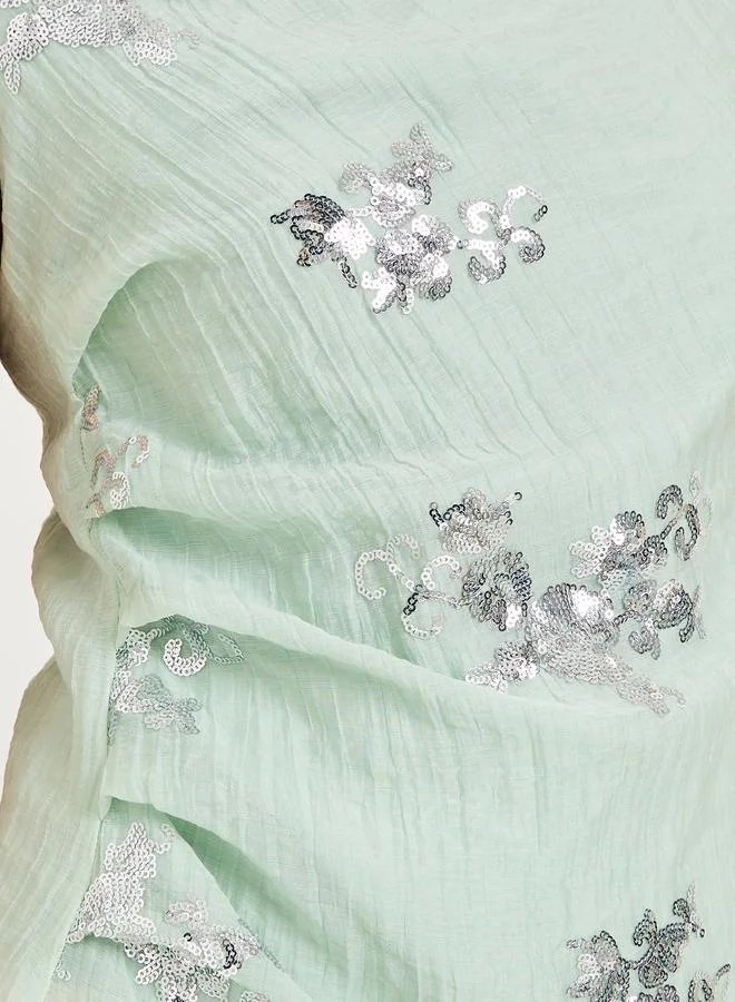 Styli Women Green Sleeveless Sequin Top