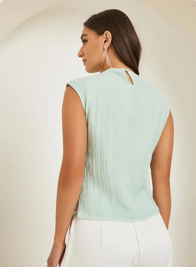 Styli Women Green Sleeveless Sequin Top