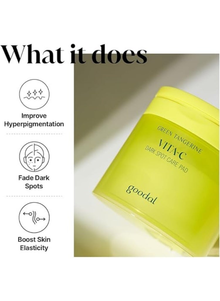 GOODAL Dark Spots & Glass Skin Solution – Goodal Green Tangerine Vita C Brightening Toner Pads (70 Sheets) - Image 3