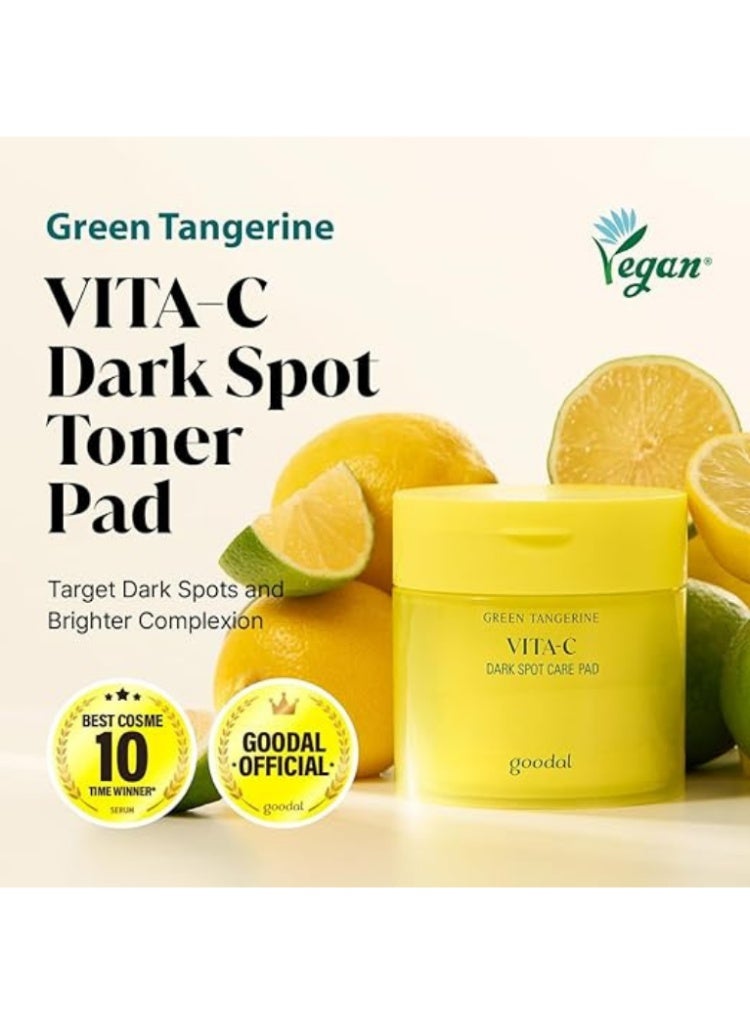 GOODAL Dark Spots & Glass Skin Solution – Goodal Green Tangerine Vita C Brightening Toner Pads (70 Sheets) - Image 2