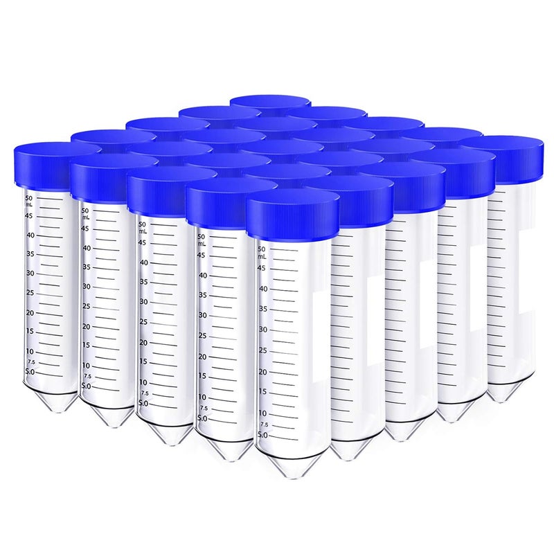 Simpure Centrifuge Tubes 15mL, Conical Tubes Sterile 50 PCS, Polypropylene, Leak-Proof Screw Caps, Plastic Container with Graduated and Write Marks, Non-pyrogenic, DNase/RNase Free, Human DNA-Free - Image 1