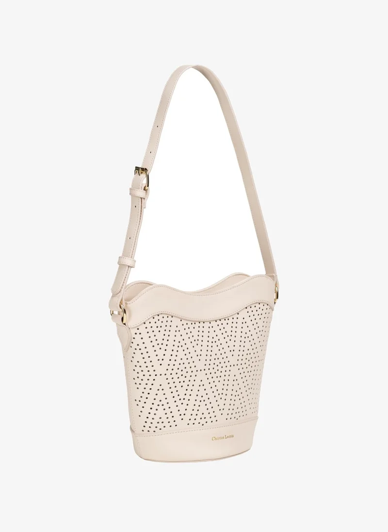 Christian Lacroix Christian Lacroix Women's Nebula Genuine Leather Bucket Bag - Off White