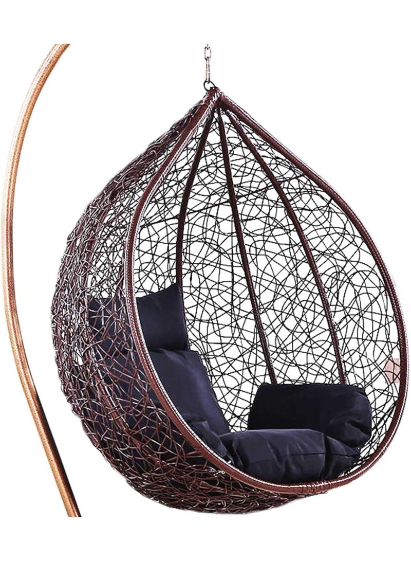 KARNAK Luxury Hanging Egg Swing Chair with Stand Outdoor Rattan Garden Balcony Patio Swing Chair with Cushion Heavy Duty Metal Frame Modern Egg Chair for Indoor Outdoor Use Brown - Image 3