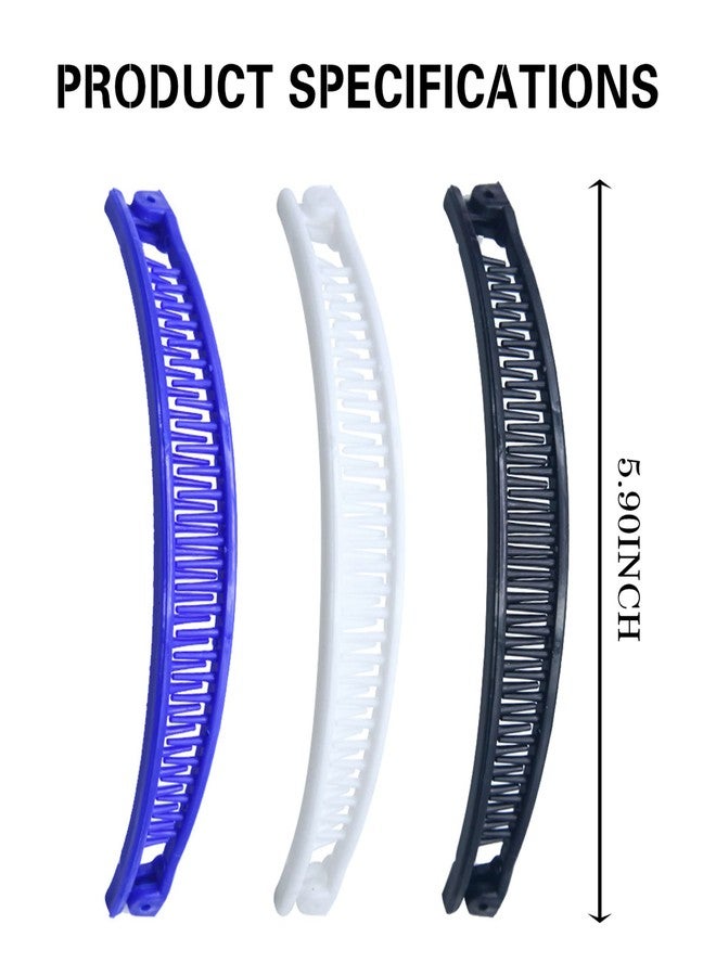1st Choice New 1st Choice 3 Pieces Clincher Banana Clip Grip Ponytail Accessory for Long Hair - Fishtail Shape Comb, Clamp for Women and Girls - Image 2