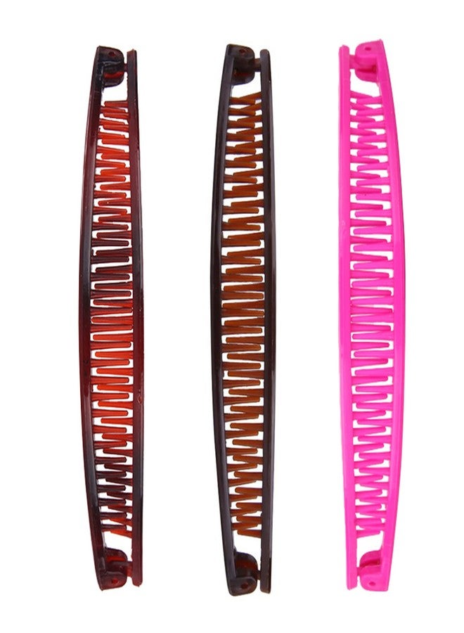 1st Choice New 1st Choice 3 Pieces Clincher Banana Clip Grip Ponytail Accessory for Long Hair - Fishtail Shape Comb, Clamp for Women and Girls - Image 1