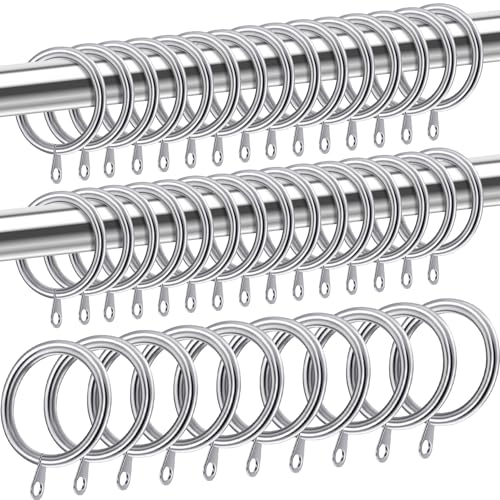 Shappy 40 Pack Metal Drapery Curtain Rod Rings with Eyelets Internal Diameter 098in Fits up to 07in Rod Hanging Drape Sliding Eyelet Sliver Rings for Window Door Shower Bathroom - Image 1