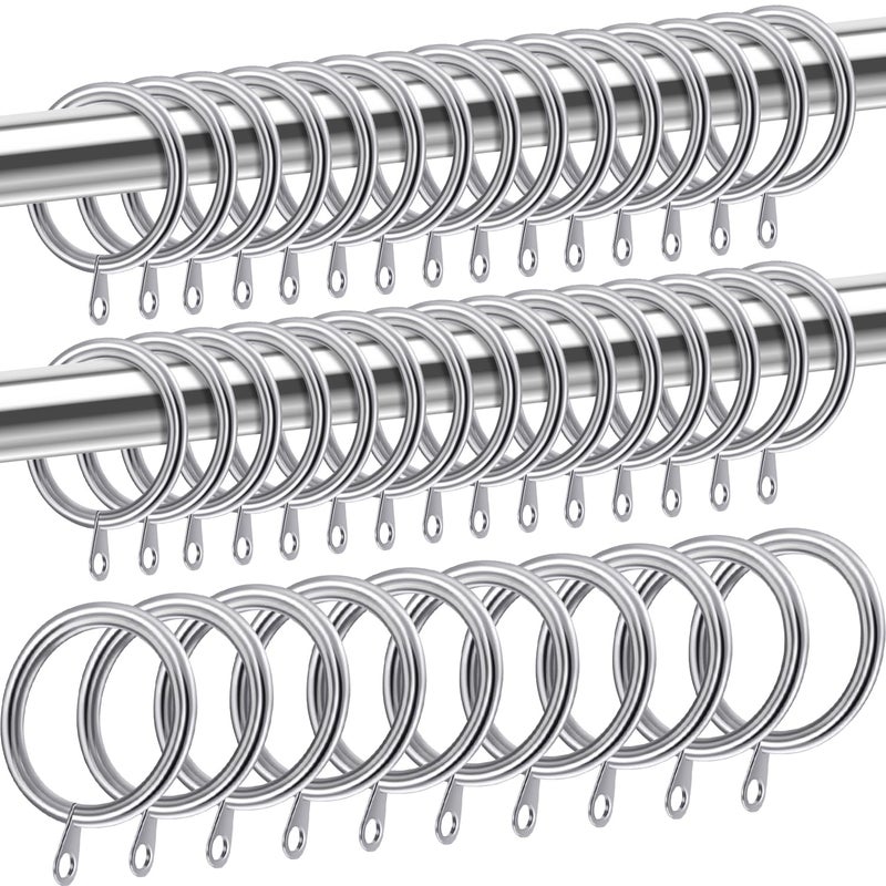 Shappy 40 Pack Metal Drapery Curtain Rod Rings with Eyelets Internal Diameter 098in Fits up to 07in Rod Hanging Drape Sliding Eyelet Sliver Rings for Window Door Shower Bathroom - Image 2