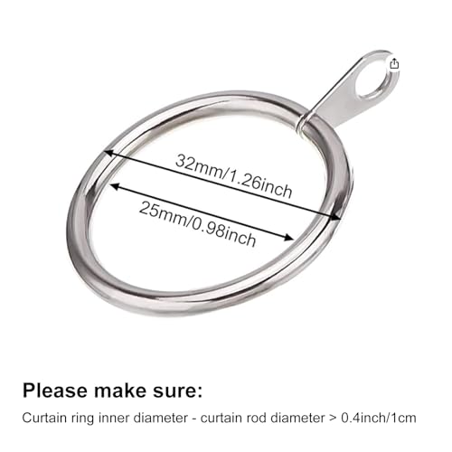 Shappy 40 Pack Metal Drapery Curtain Rod Rings with Eyelets Internal Diameter 098in Fits up to 07in Rod Hanging Drape Sliding Eyelet Sliver Rings for Window Door Shower Bathroom - Image 3