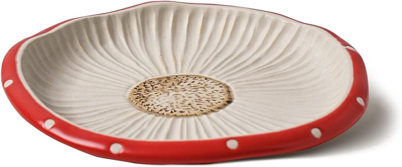 RESVUGA Mushroom Salad Plates, 8 in Polka Dot Safety Ceramic Dessert Appetizer Plates, Cute Dinner Plates, Pasta. - Image 1