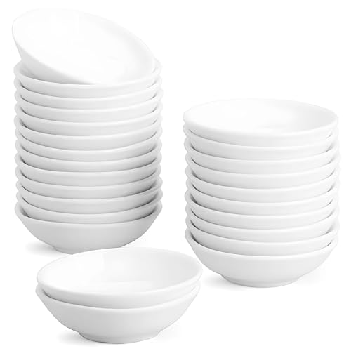 UIBFCWN 25 Pack Soy Sauce Dish 3inch Ceramic Dipping Bowls Bulk 12 Oz White Dipping Sauce BowlsDishes Small Dipping Sauce Cups for Sushi Ketchup Olive Oil Appetizer - Image 1