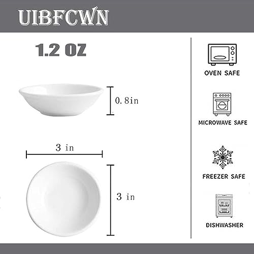 UIBFCWN 25 Pack Soy Sauce Dish 3inch Ceramic Dipping Bowls Bulk 12 Oz White Dipping Sauce BowlsDishes Small Dipping Sauce Cups for Sushi Ketchup Olive Oil Appetizer - Image 3