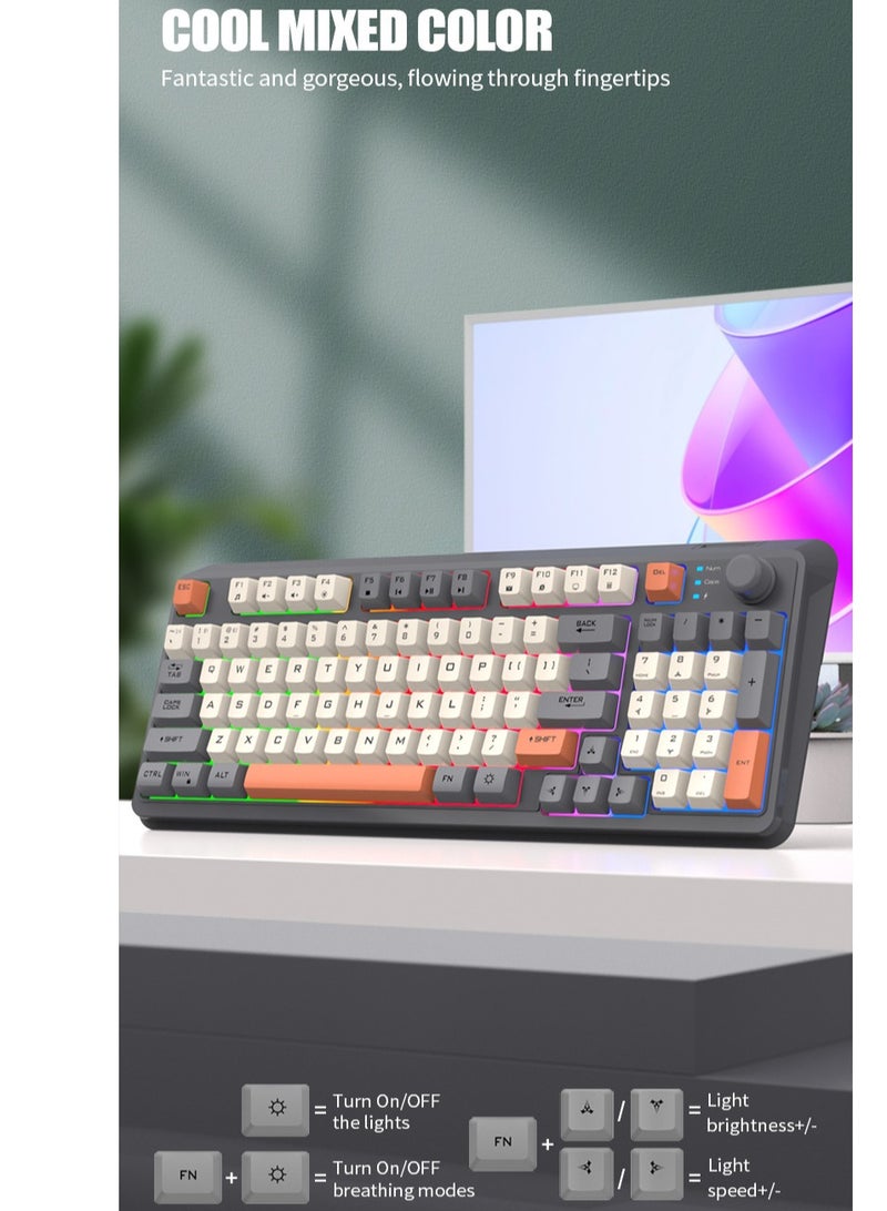 XUNFOX Rechargeable 94-Key Knob Keyboard Wireless Bluetooth Dual Mode Colorful Keyboard Computer and Laptop and Phone and ipad - Image 4