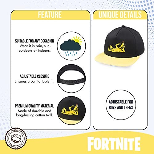 Fortnite Baseball Cap for Boys, Quality Made Boys Hat and Fitted Cap, Flatbrim Baseball Hat with Sleek Design - Image 2