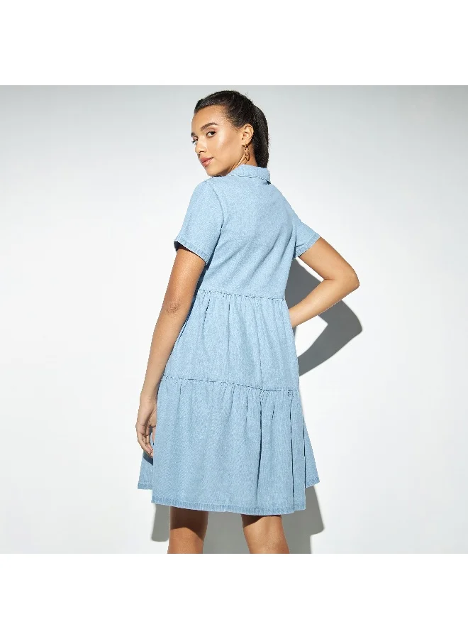 Lee Cooper Lee Cooper Tiered Shirt Dress with Zip Closure
