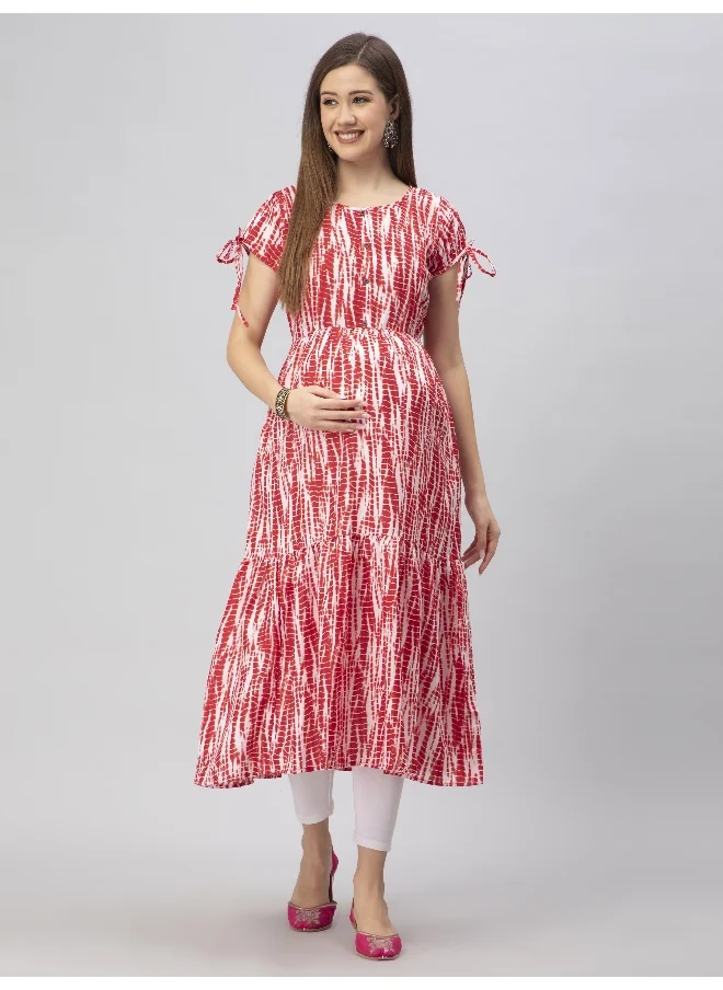 CEE 18 Women's Cotton Rayon A-Line Maternity Feeding Kurti with Zippers