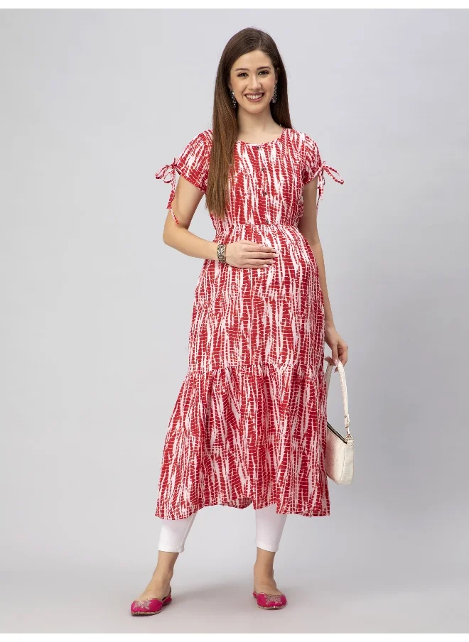 CEE 18 Women's Cotton Rayon A-Line Maternity Feeding Kurti with Zippers