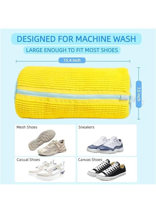 Yellow 1PCS Laundry Shoe Bag for Washer and Dryer, Sneaker Washing Bag for Most Shoe Types - Image 2