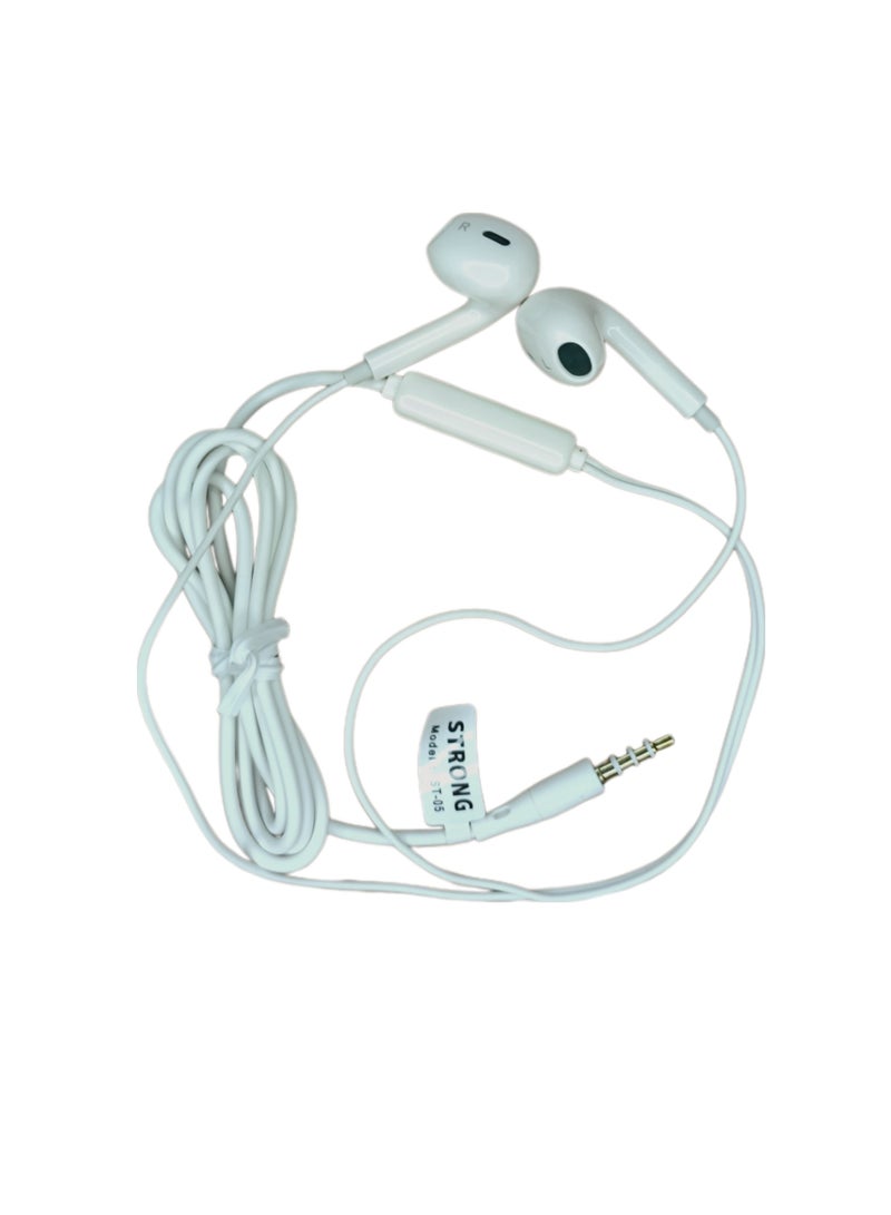 سترونج ST-05 سماعات اذن سلكية مع مايكروفون للمكالمات اللون ابيض - Image 1
