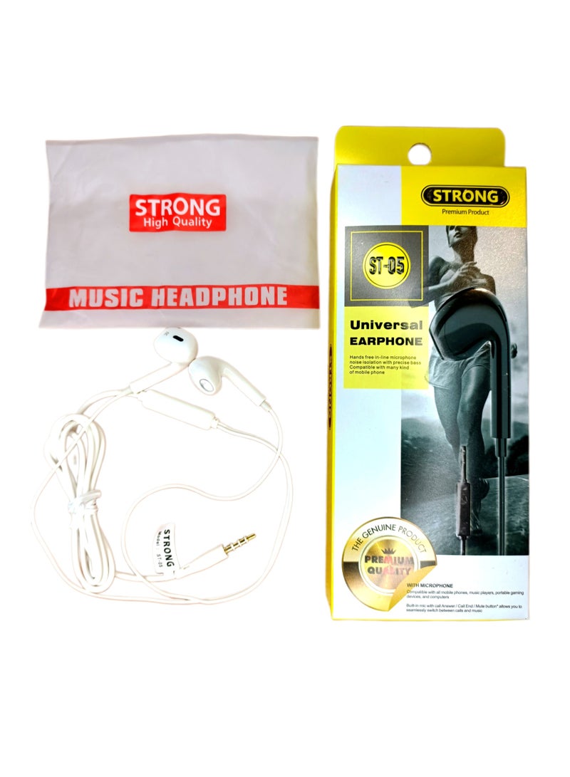 سترونج ST-05 سماعات اذن سلكية مع مايكروفون للمكالمات اللون ابيض - Image 2