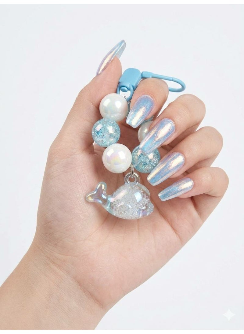 Aura Style Cute Whale Case for AirPods 4 Protective Silicone Cover with Keychain Blue - Image 2
