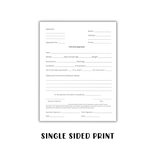Lashicorn Antique Appraisal Form 50pk 8.5x11” for Provenance Opinion of Value Worth Dealer Collectible Assessment Sheet Historical Vintage Treasure Identification - Image 3