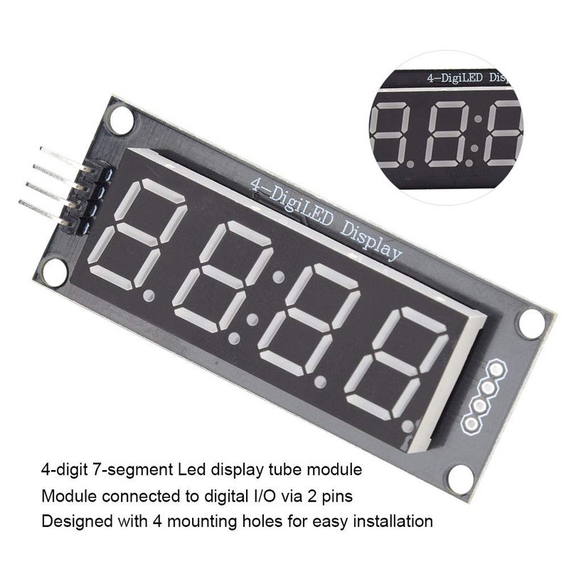 4-Digit 7-Segment Display Tube, LED Display Tube Module, LED Segmented Display, 7 Segment Digital Tube for Use Library TM1637.h(Green Characters) - Image 2