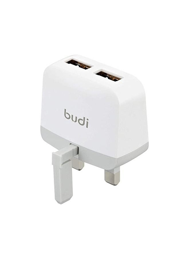 budi - Budi 2 USB Home Charger with 1.2m Lightning Cable AC940ULW - White - Image 1