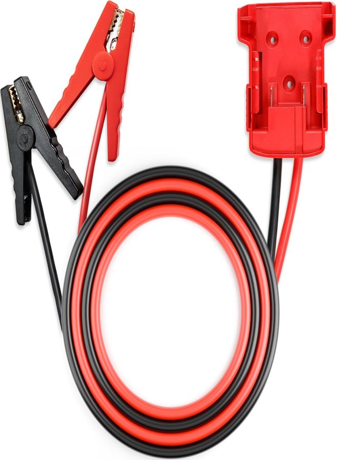 umper Cable Clamps Compatible For Milwaukee M18 18V Battery, 3.9ft 8AWG Portable Car Jump Starter Booster Cable with Battery Adapter, Heavy Duty Automotive Emergency Power Accessory for 12V Cars andTrucks - Image 1
