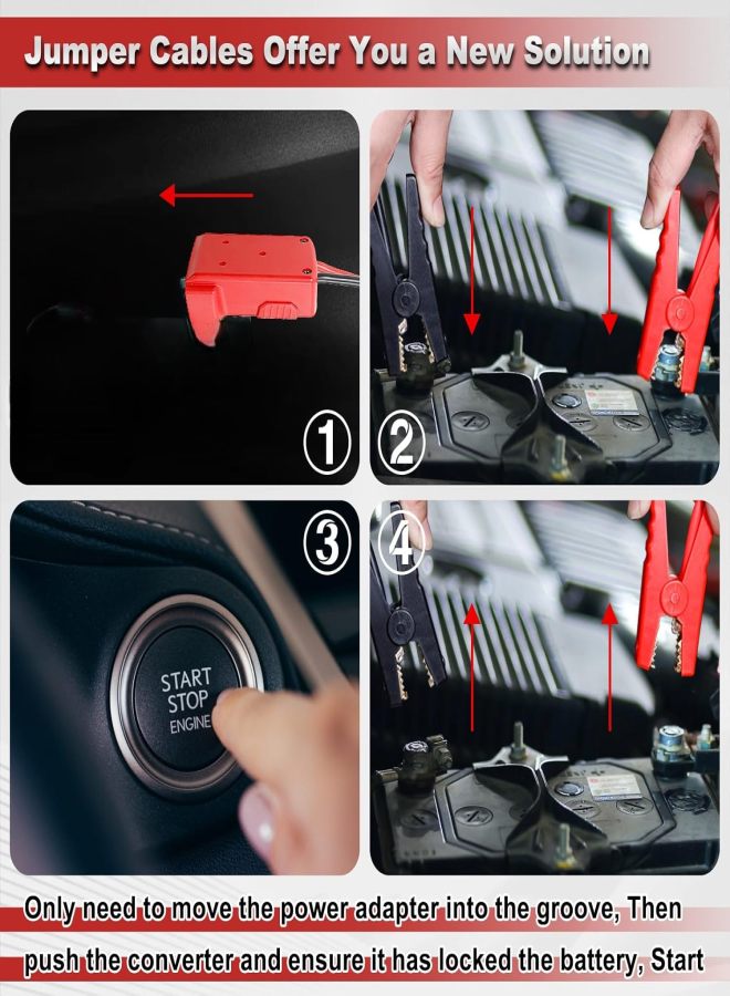 umper Cable Clamps Compatible For Milwaukee M18 18V Battery, 3.9ft 8AWG Portable Car Jump Starter Booster Cable with Battery Adapter, Heavy Duty Automotive Emergency Power Accessory for 12V Cars andTrucks - Image 3