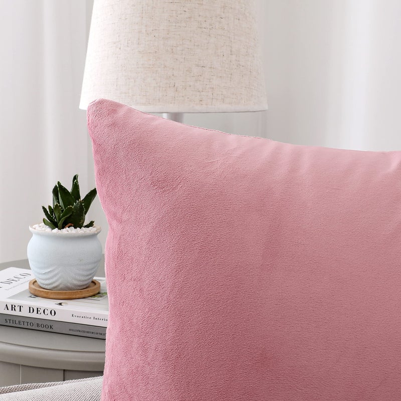 NiNi ALL Decorative Throw Pillow Covers Velvet Soft for Couch Sofa Bedroom Living Room Outdoor Pack of 2 20x20 Inch Pink - Image 3