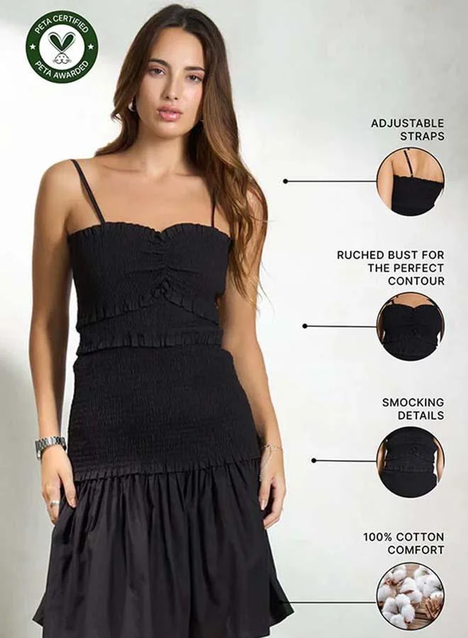 Virgio Virgio Women Cotton Sweet Heart Neck Knee Length Solid Sleeveless Dress