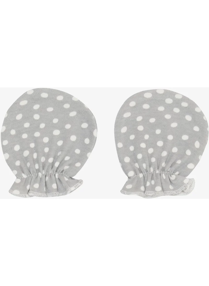 Breeze Newborn Baby Gloves Polka Dot Pattern Light Gray