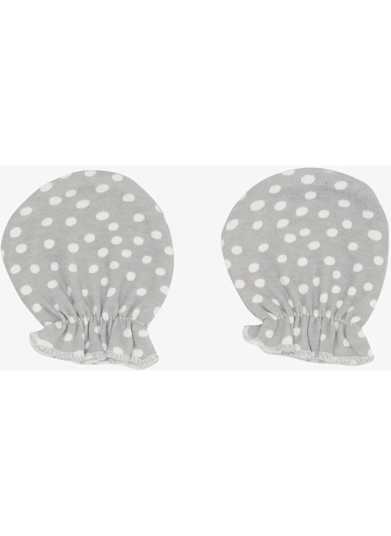 Breeze Newborn Baby Gloves Polka Dot Pattern Light Gray
