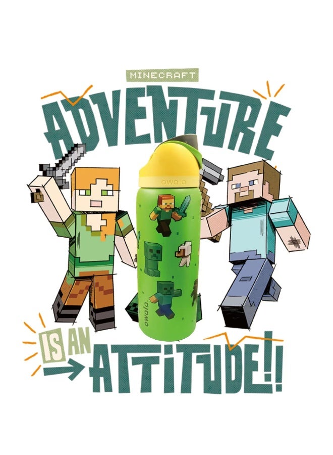 زجاجة مياه أوالا فري سيب من الفولاذ المقاوم للصدأ، 32 أونصة، بتصميم ماين كرافت خاص - Image 2