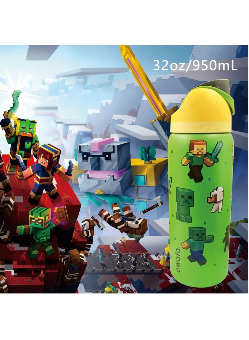 زجاجة مياه أوالا فري سيب من الفولاذ المقاوم للصدأ، 32 أونصة، بتصميم ماين كرافت خاص - Image 3