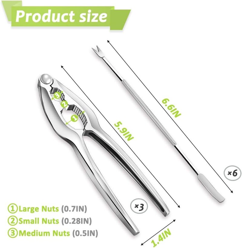 Vicsamer 9 PCS Lobster Crackers and Picks Set, Stainless Steel Crab Leg Tools, including 3 Lobster Cracker and 6 Forks, Heavy Duty Shellfish Nut Cracker Set, Seafood Tools for King Crab Legs Shellfish Claw - Image 2