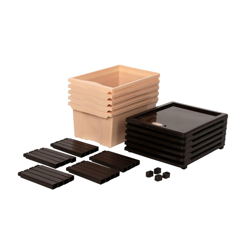 SIMPARTE Plastic MultiPurpose Modular Storage Cabinet XL Drawer for Home OfficeBrown Beige 5 Layer - Image 3