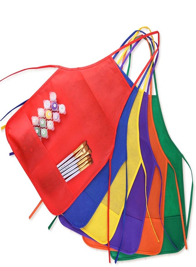 KUUQA Kids Art Apron with Two Pockets Children Painting Smocks Bulk for Craft Home Kitchen Classroom Painting Supplies (12, 6 colors) - Image 1