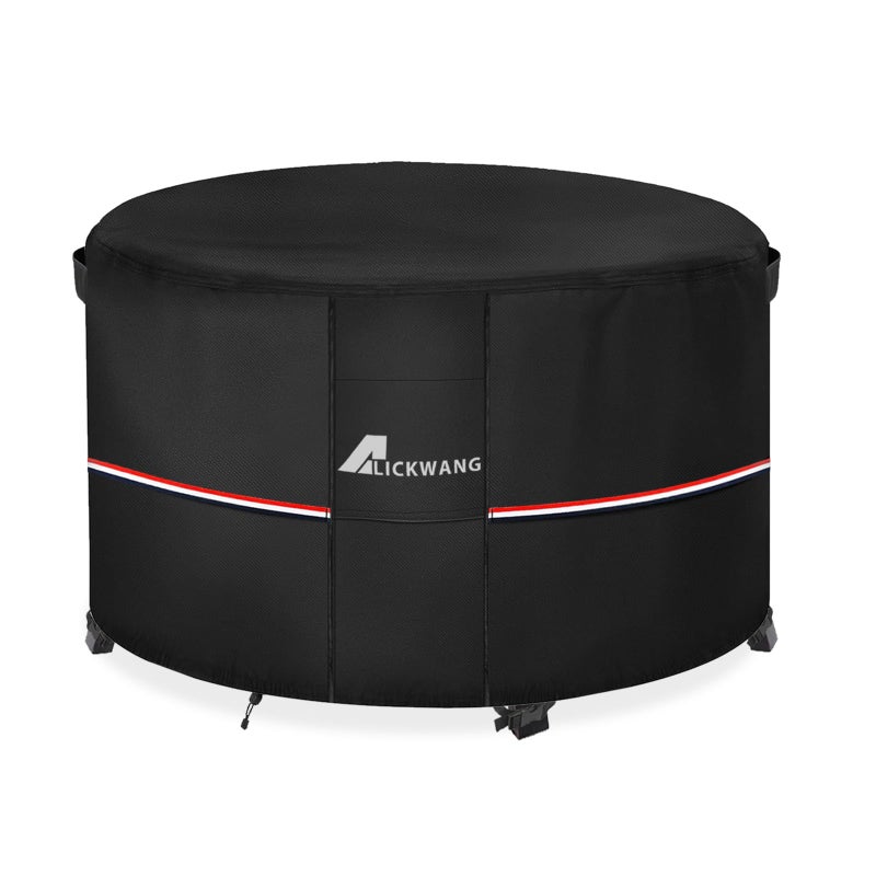 Alickwang Fire Pit Cover Round 40 Inch WaterproofOutdoor Heavy Duty Durable 600D TearResistant Fire Pit Table CoverPatio Round Firepit Cover 40 D x 20 H Black - Image 2