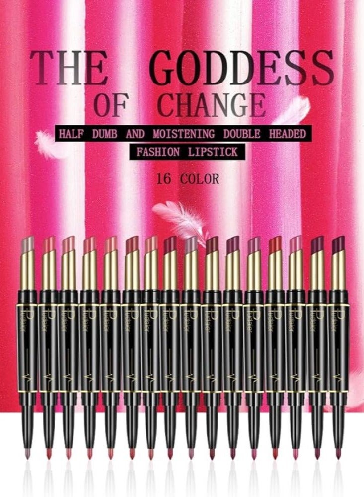 SKY-TOUCH Double Head Matte Lipstick + Lip Liner Pen Set 2 In 1 One Step Lips Makeup Waterproof Long Lasting Lipstick Durable Nude Velvet Lipstick Pen,One Size 05#  - Image 3