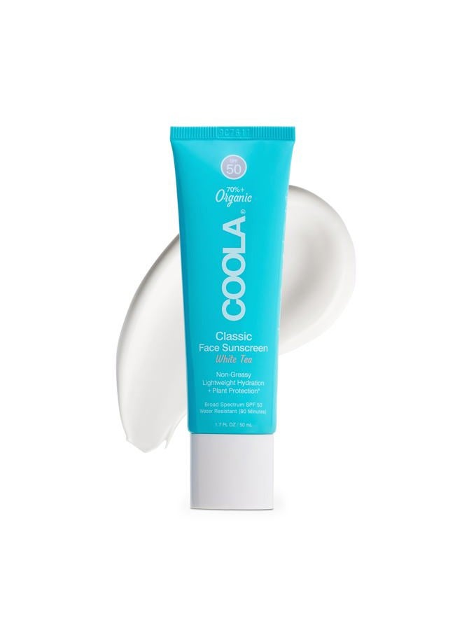 COOLA Organic Face Sunscreen SPF 50 Sunblock Lotion, Dermatologist Tested Skin Care for Daily Protection, Vegan and Gluten Free, White Tea, 1.7 Fl Oz