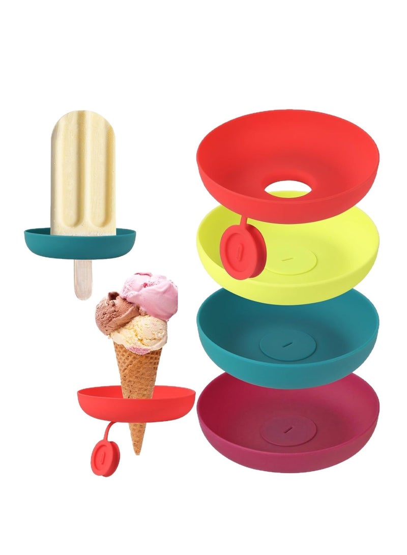 4Pcs Children's Anti-Dirty Hands Ice Cream Stand Silicone, Popsicle Stand  - Image 1