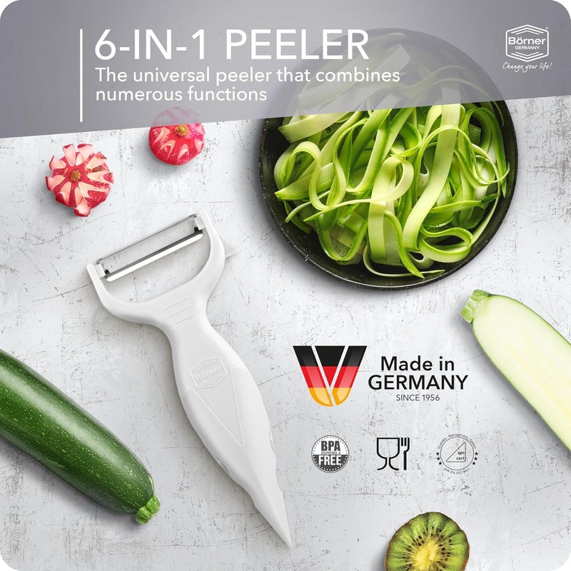 Börner by Reston Lloyd Vegetable Peeler, Garnish Knife, Nutmeg/Garlic Grater, Made in Germany, White - Image 3