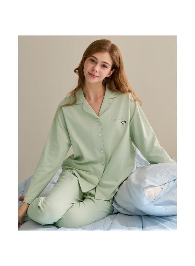 Fenton Fenteng Couples Pajamas Women Spring Autumn New Pure Cotton Long Sleeve Round Neck Loose Youth Men Plus Size 100% Cotton Homewear Set - Image 2