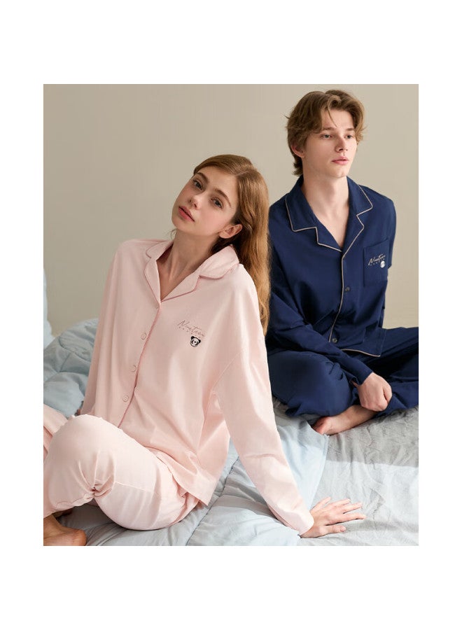 Fenton Fenteng Couples Pajamas Women Spring Autumn New Pure Cotton Long Sleeve Round Neck Loose Youth Men Plus Size 100% Cotton Homewear Set - Image 4