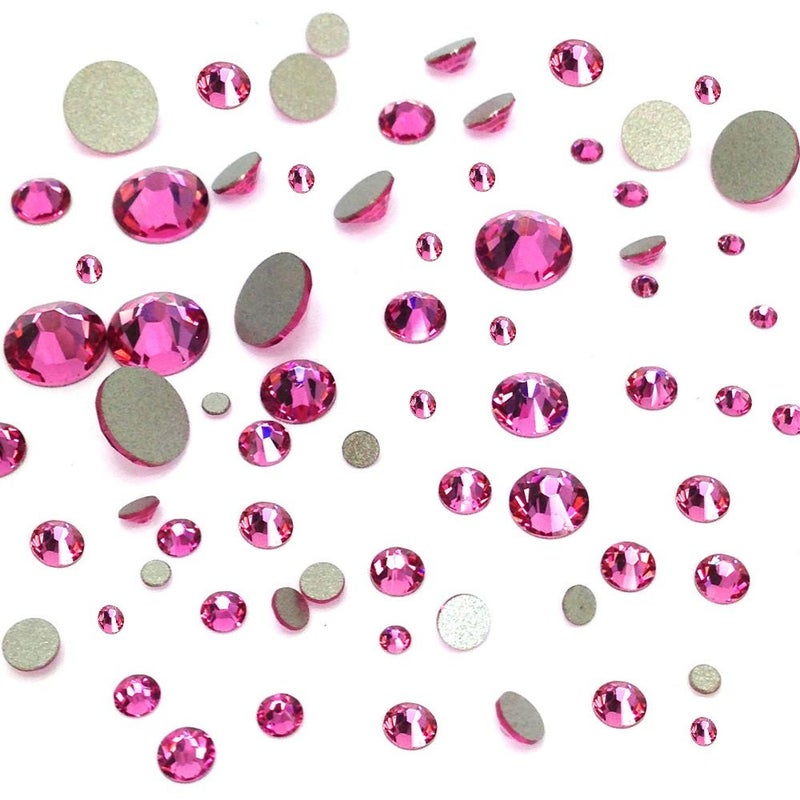 ROSE 209 pink 144 pcs Swarovski 20582088 Crystal Flatbacks pink rhinestones nail art mixed with Sizes ss5 ss7 ss9 ss12 ss16 ss20 ss30