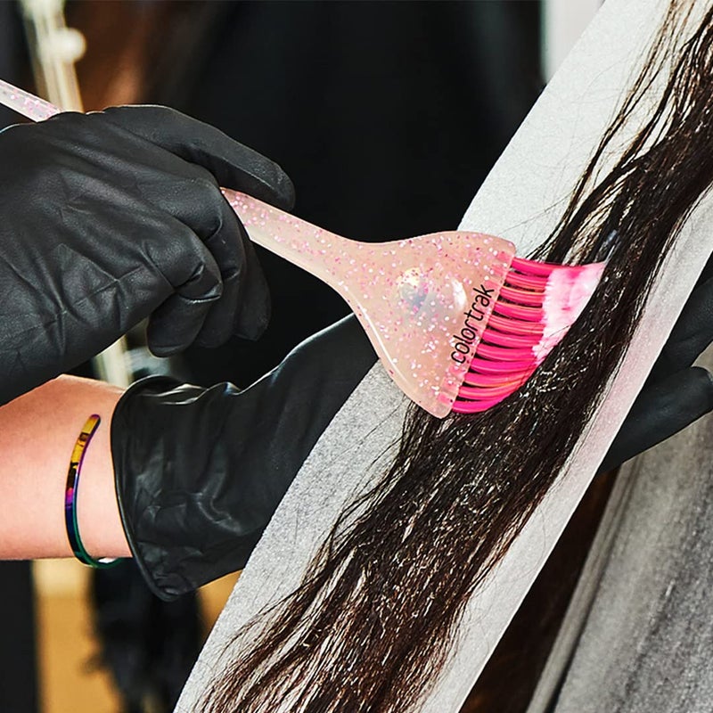 Colortrak 3 Pack Hair Color Brush Set with Glitter Handles for Highlighting, Tint and Coloring Hair Sections - Soft Feathered Bristles Application 3.5 x 11 inch - Image 2