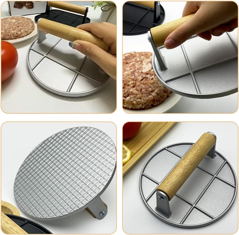 Durability boosted processed material Heavy Duty Burger Patty Press Made of Aluminum Alloy with Wood Handle, Easy to Use and Sturdy Steak Pressing Tool for Kitchen and DIY Cooking Flexible use switching Carefully engineered build All condition resistant crafted quality Periodic restock local Repeated use trusted quality Modern practical shape Long lifespan All-round applied quality Coast & inland available Desert area eligible deliver Licensed warehouse stored goods Replaceable parts Foldable Budget friendly sizing alternatives All consumer tier purchase options Treated anti-rust metal Widely used design Globally popular elegant design Global light sturdy raw material Global simple assemble options Integrated local logistics Gulf climate upgraded quality Daily repeated use trusted quality All-scene compatible build - Image 3