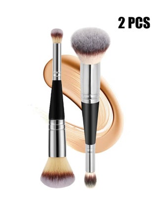 2 Pcs Makeup Brushes Dual-ended Foundation Brush Concealer Perfect Any Look Premium Luxe Hair Rounded Taperd Flawless Ideal for Liquid Cream Powder Blending Buffing - pzsku/Z5C376C8527271E75C4BBZ/45/_/1724918746/948b5ed0-0768-442e-bb4c-7a46d88ff600